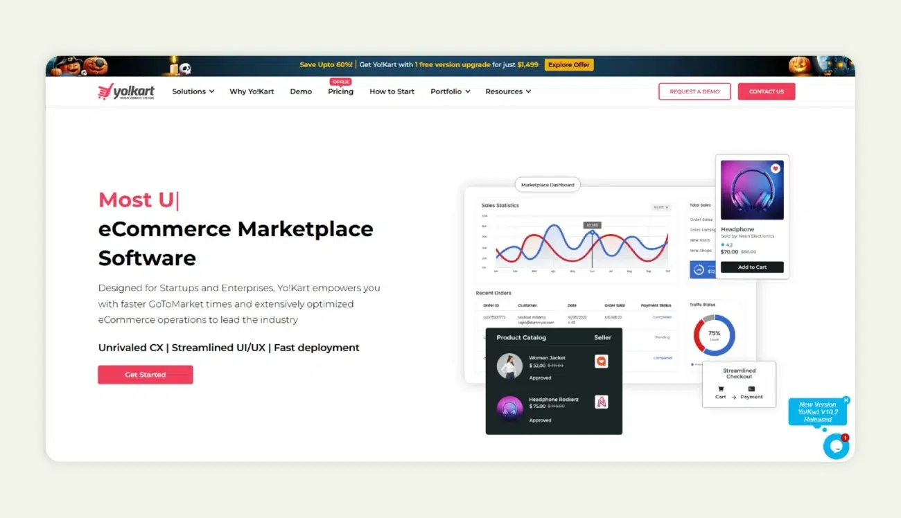 Screenshot of the home page of Yo!Kart