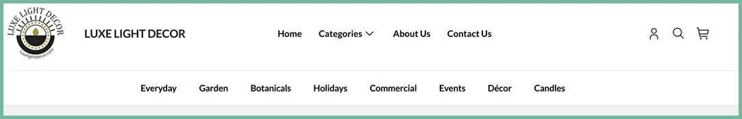 Simple navigation menu with clear product categories