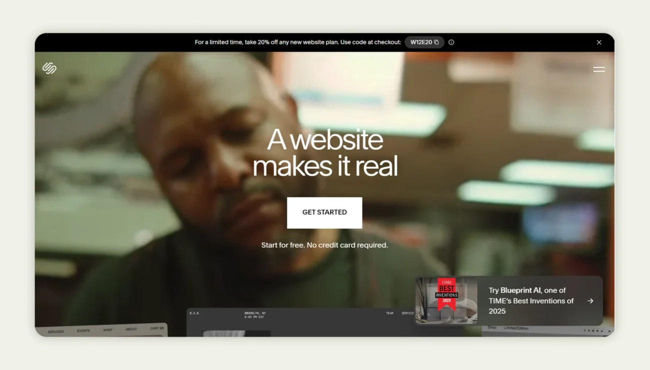 Squarespace homepage