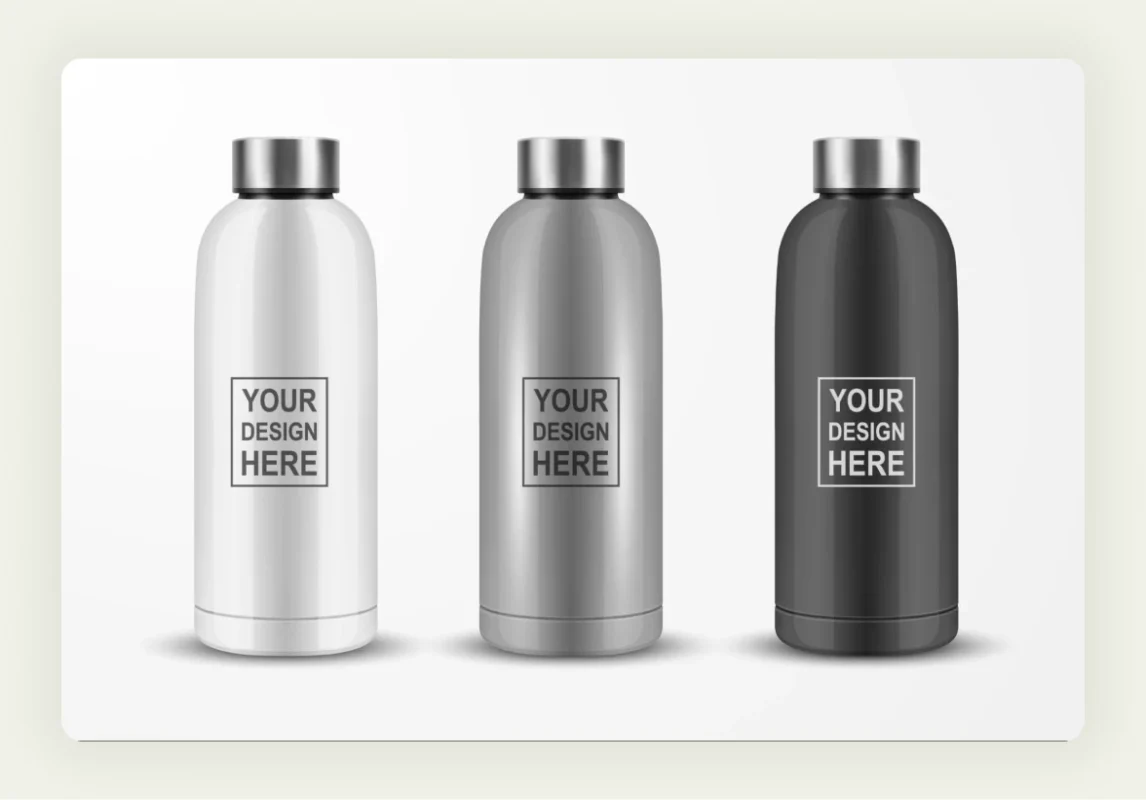 Stainless steel water bottles with custom company logos for B2B trade show giveaways Stainless steel water bottles with custom company logos for B2B trade show giveaways