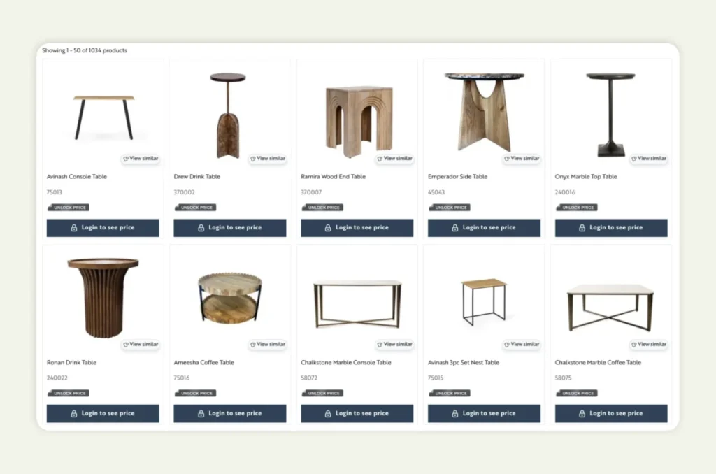 Standardized angles for furniture category
