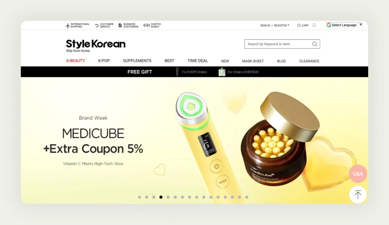 StyleKorean beauty wholesale platform displaying Korean skincare and cosmetics product catalog