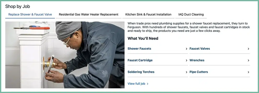 Task-oriented navigation with project-specific product groupings