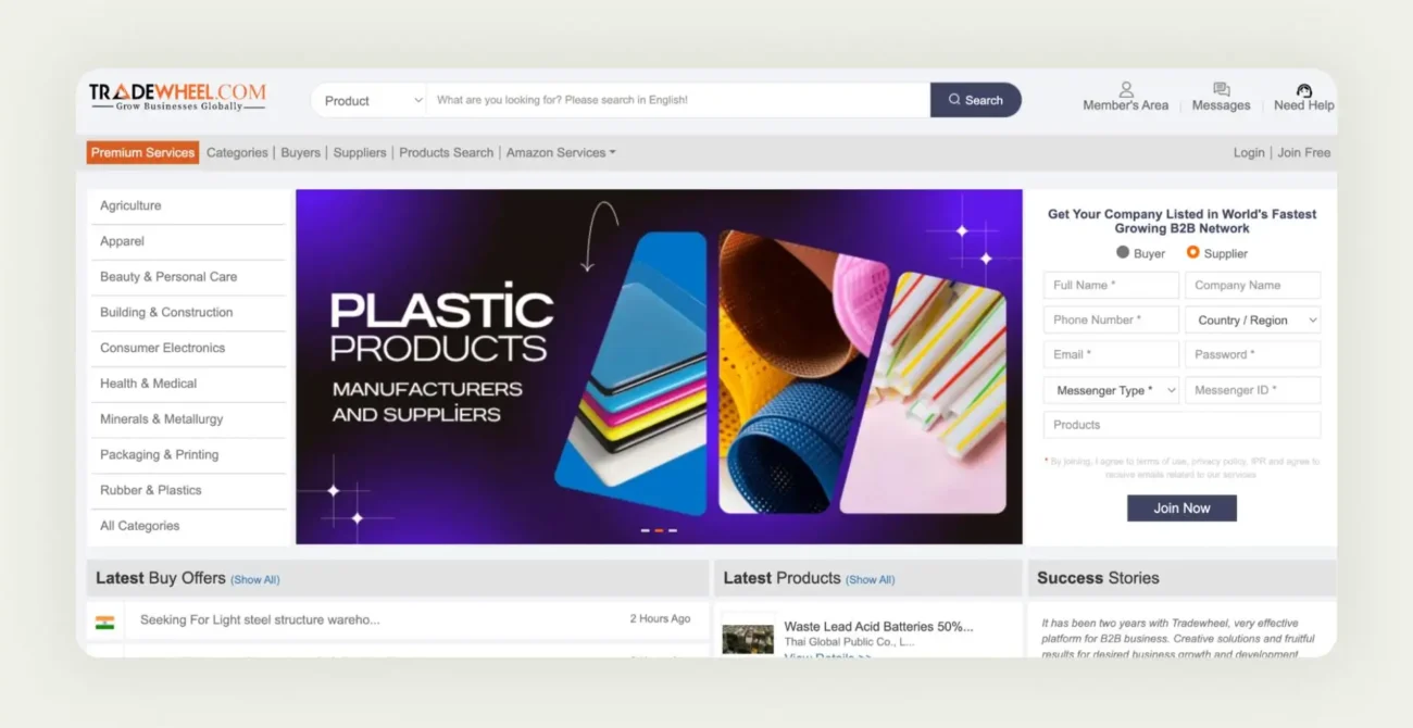 Tradewheel global marketplace platform displaying verified supplier network and international product listings