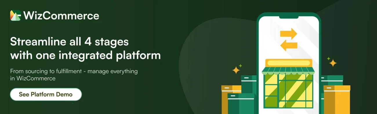 Try WizCommerce's integrated wholesale distribution platform that manages sourcing, inventory, order processing and fulfillment Try WizCommerce's integrated wholesale distribution platform that manages sourcing, inventory, order processing and fulfillment