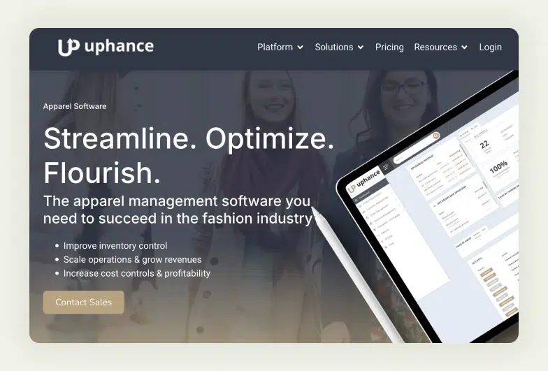 Uphance ERP software tailored for comprehensive apparel industry inventory and production management.