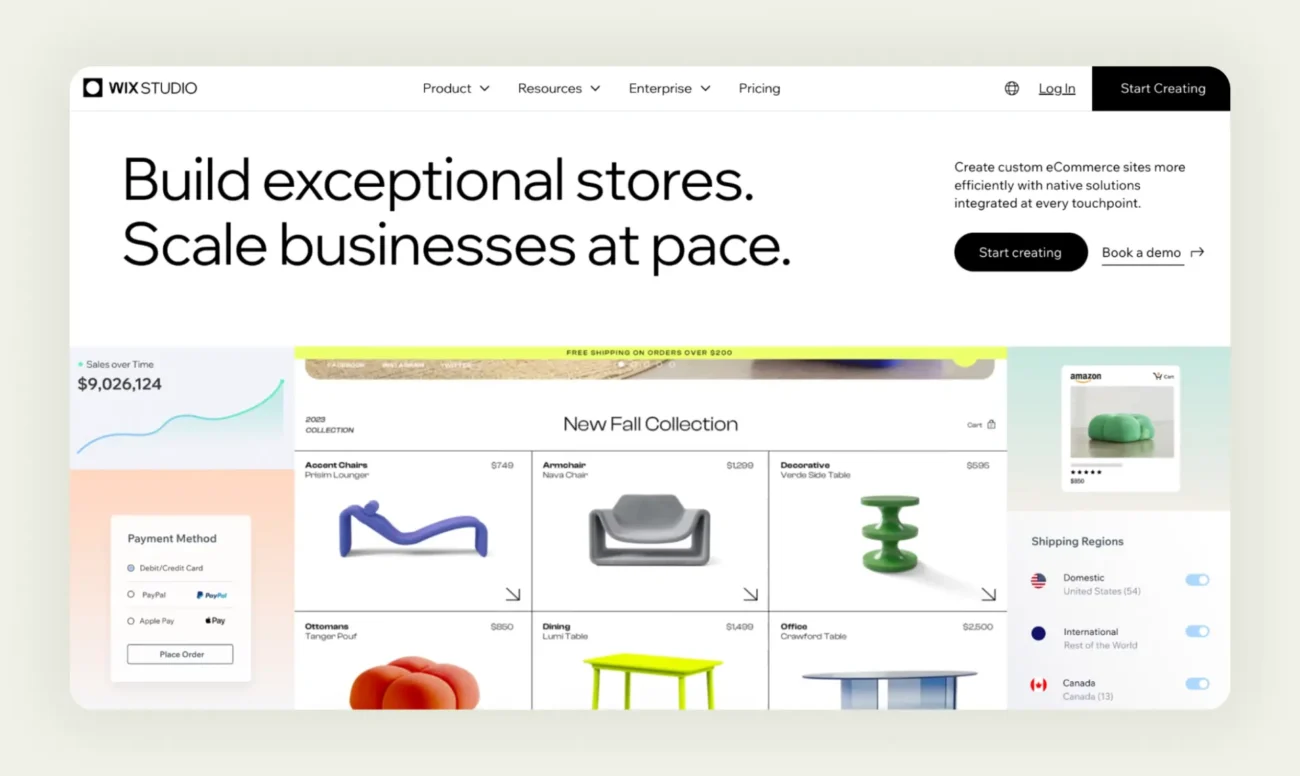 Wix ecommerce homepage