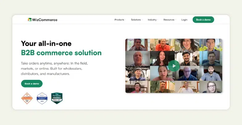 WizCommerce B2B commerce platform homepage - best alternative to WooCommerce vs Shopify for wholesale distributors