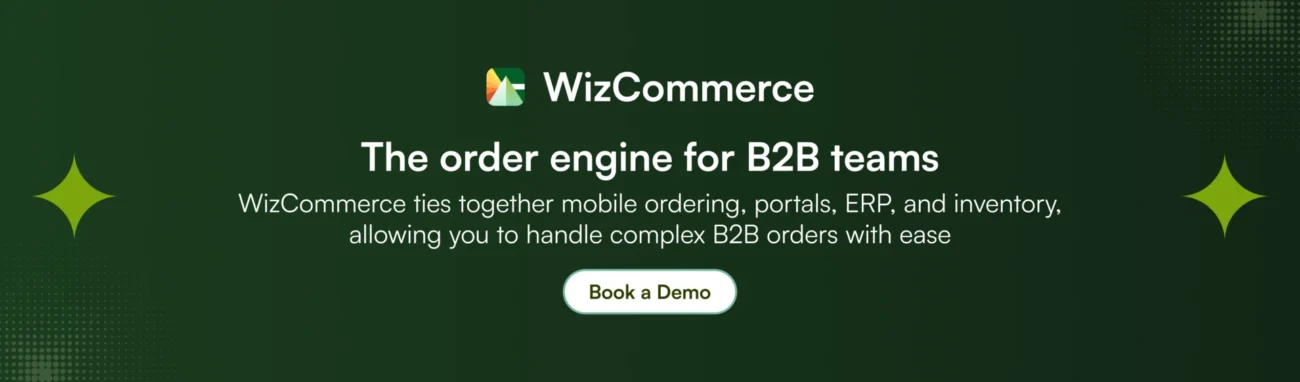 WizCommerce connects mobile app, ERP, and customer portal for B2B order management.