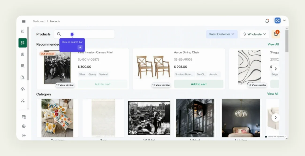 WizCommerce’s personalized B2B search in action