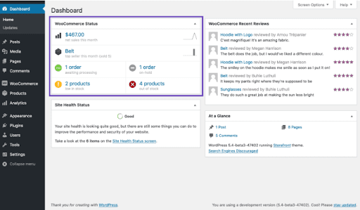 WooCommerce Order Dashboard