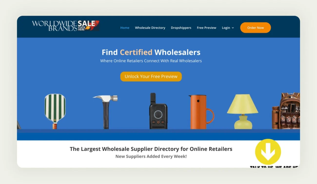Worldwide Brands certified supplier directory platform showing wholesale supplier verification system