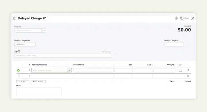 delayed charges in QuickBooks