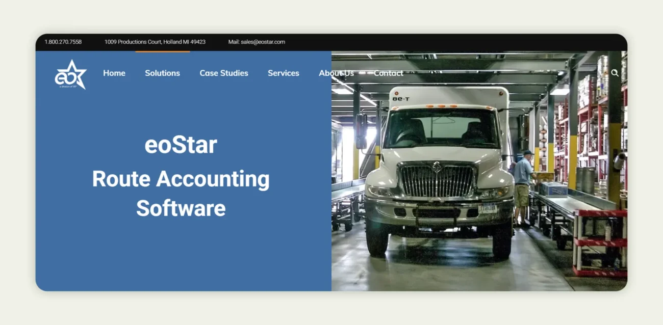 eoStar route accounting software homepage 