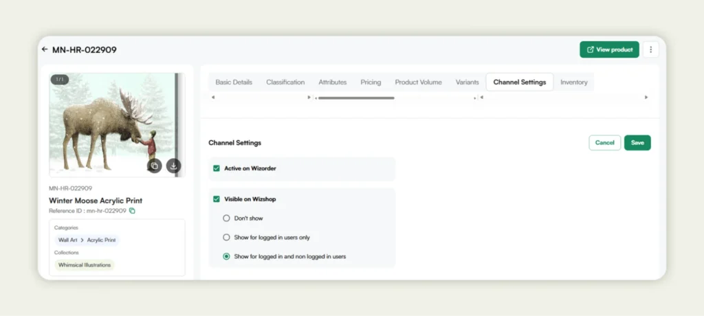 Adjusting product visibility in WizCommerce