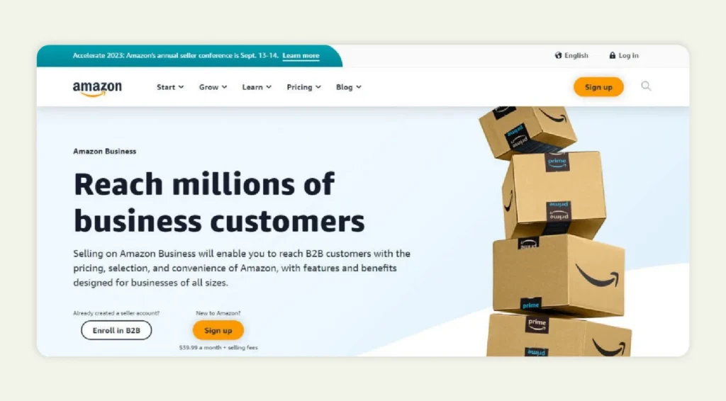 Amazon Business seller program page