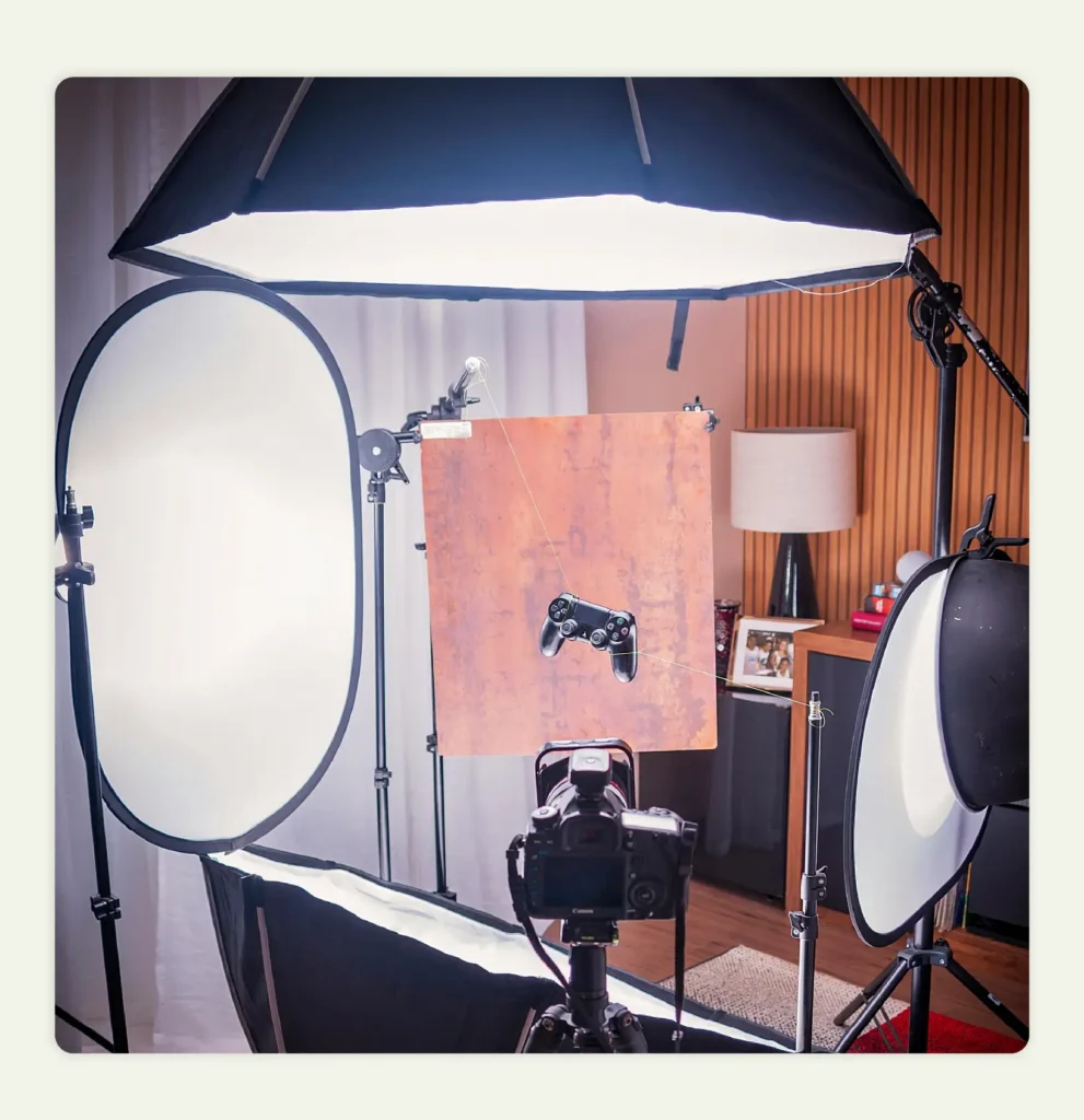 An example of a lighting setup with diffusers