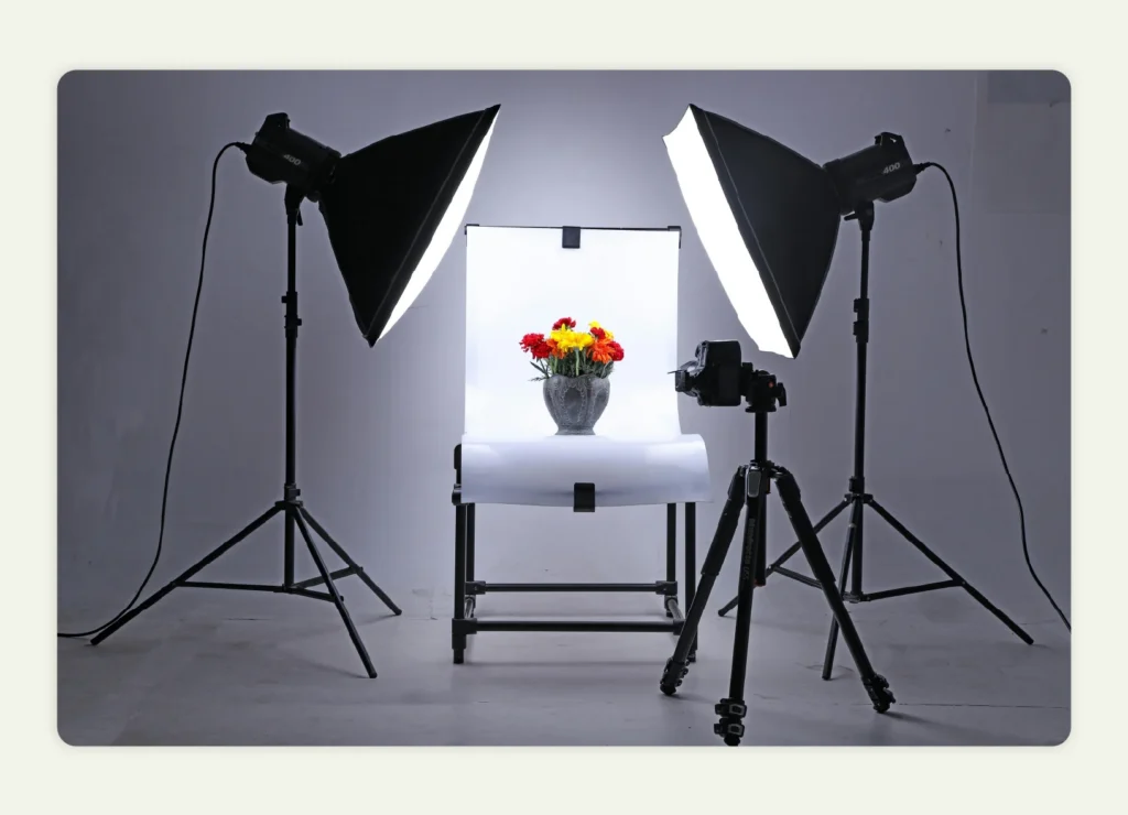 An example of a three-point lighting setup