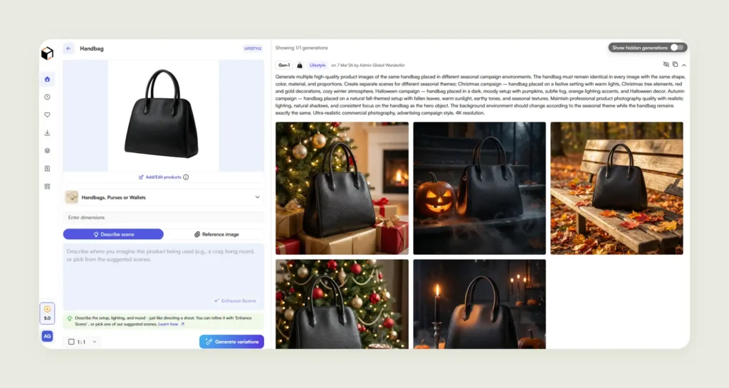 Automatically generating different seasonal backgrounds for the same product in WizStudio