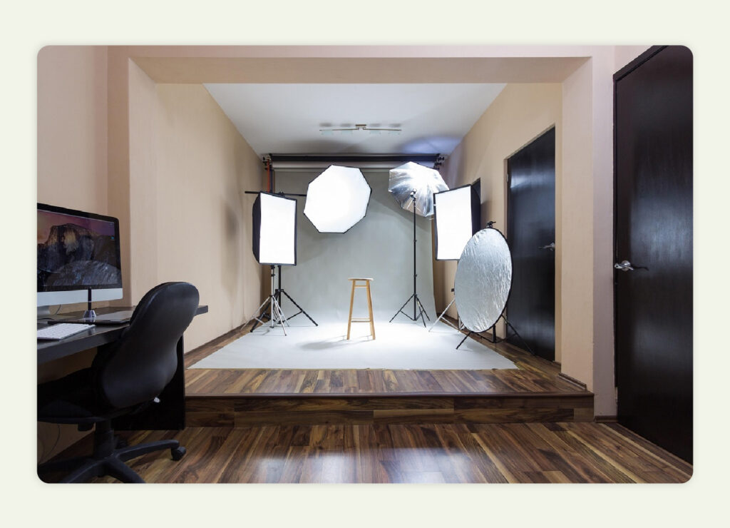 An example of a lighting setup with reflectors