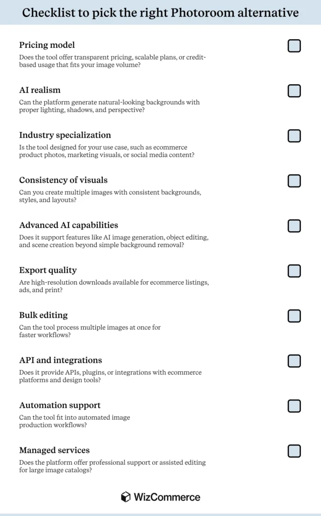Checklist for picking the right Photoroom alternative