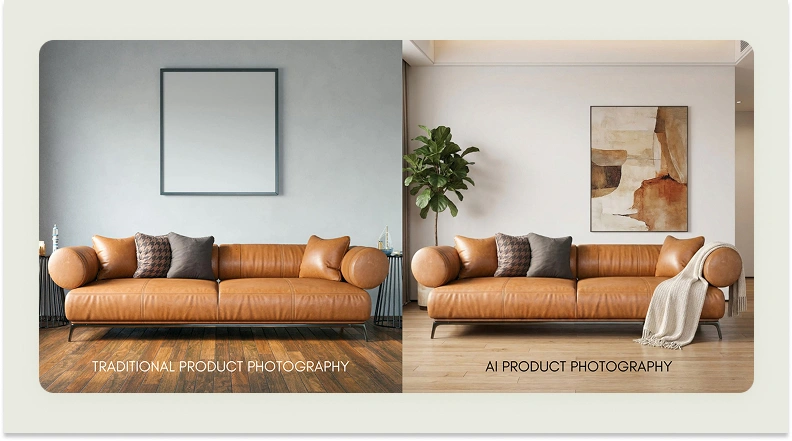 Differences in output between traditional and AI product photography