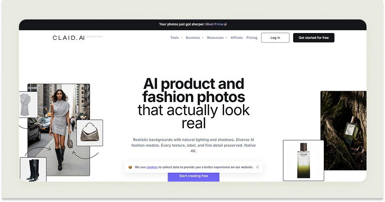 Home page of Claid AI