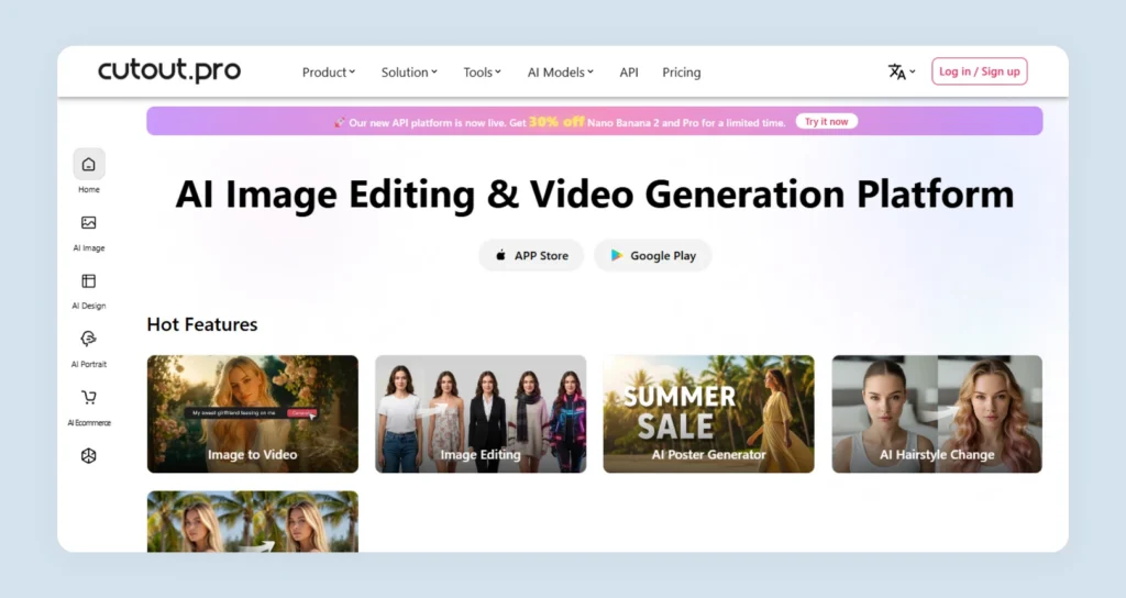 Home page of Cutout.Pro