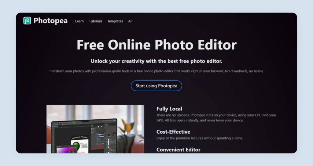 Home page of Photopea