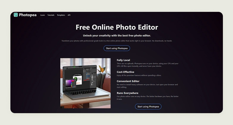 Home page of Photopea Home page of Photopea
