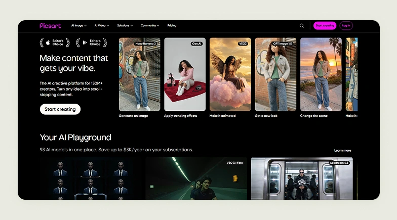 Home page of Picsart