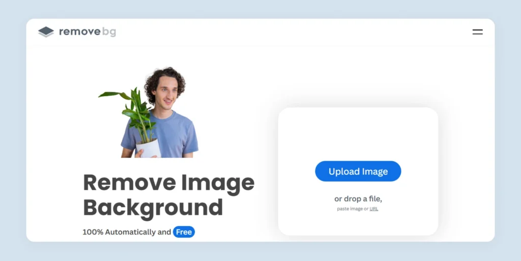 Home page of Remove.bg