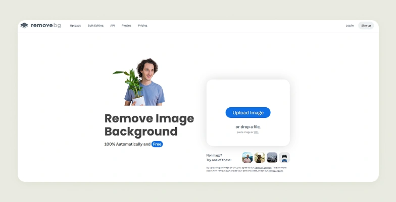 Home page of Remove.bg Home page of Remove.bg