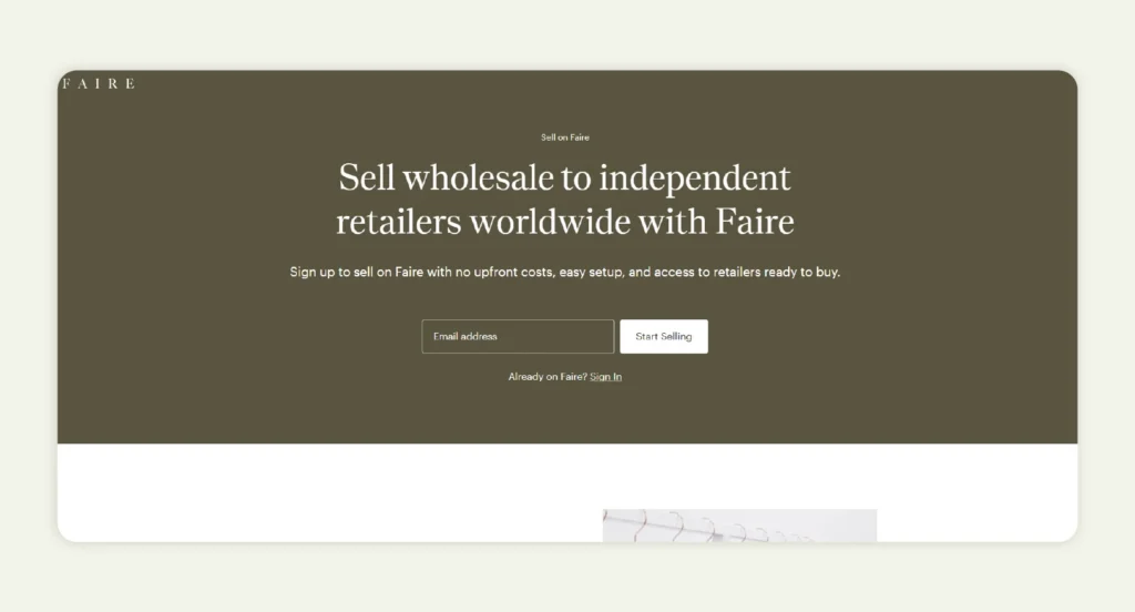 Home page of Sell on Faire Home page of Sell on Faire
