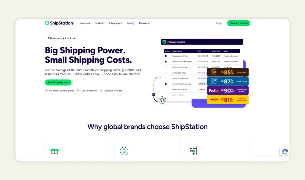 Home page of ShipStation