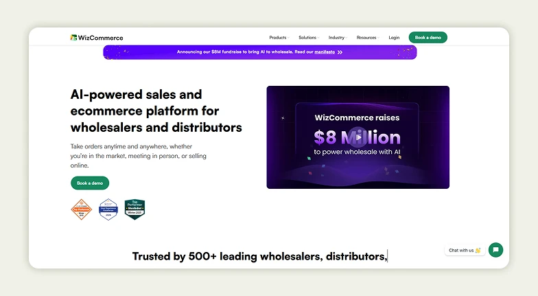  Home page of WizCommerce