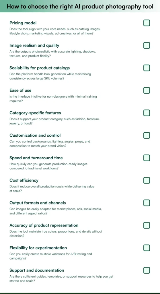  How to choose the right AI product photography tool — a checklist