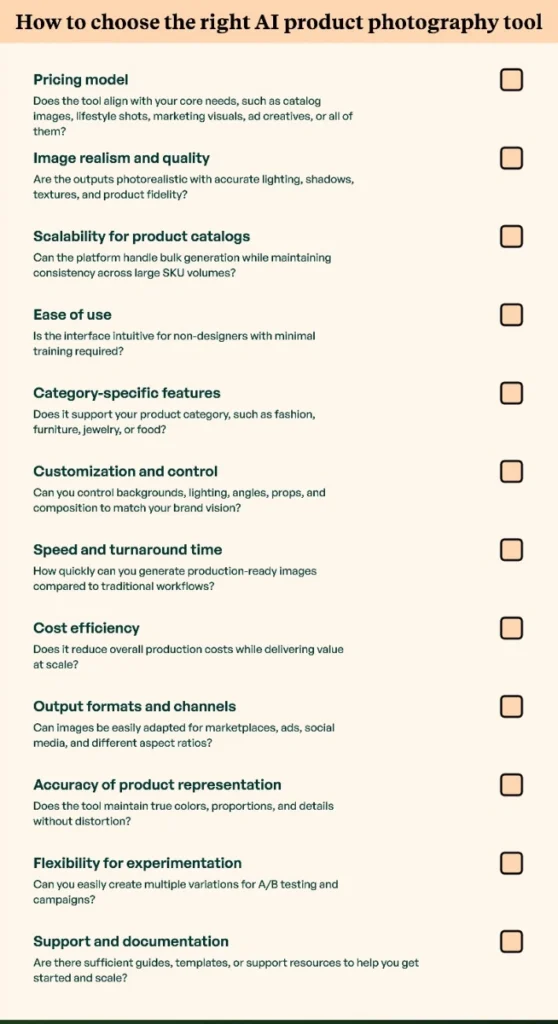 How to choose the right AI product photography tool — a checklist How to choose the right AI product photography tool — a checklist