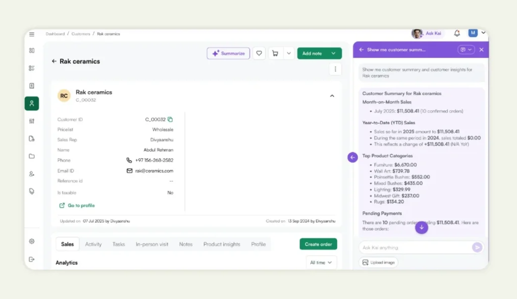 Kai, an AI-powered sales assistant for sales reps Kai, an AI-powered sales assistant for sales reps