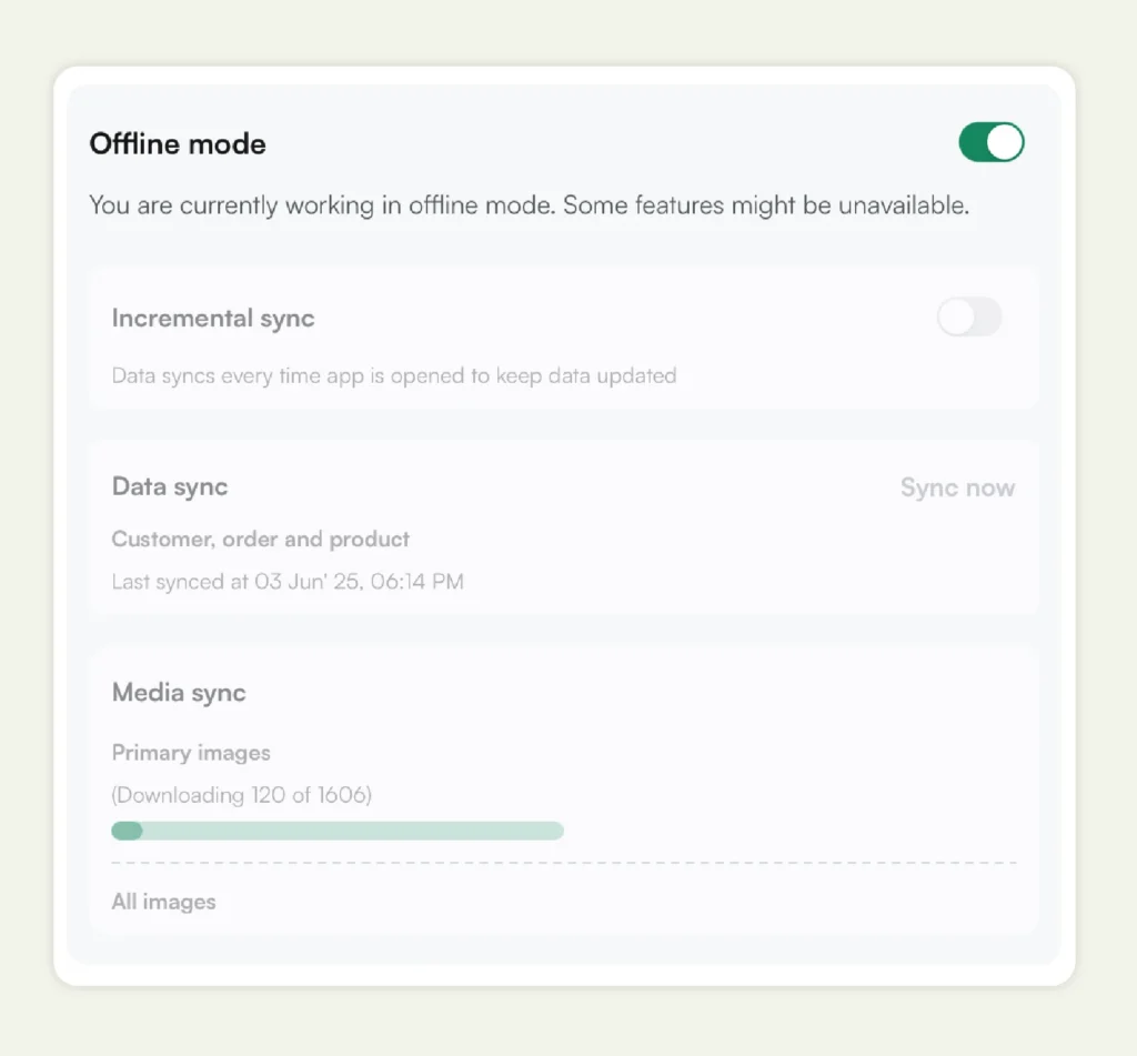 Offline mode in WizCommerce