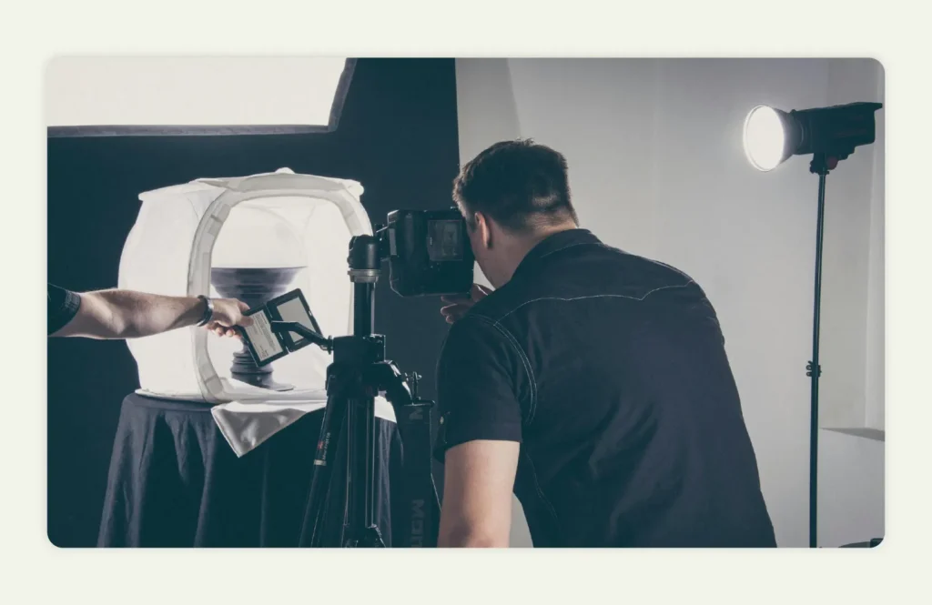 Product photography setup showing backlighting