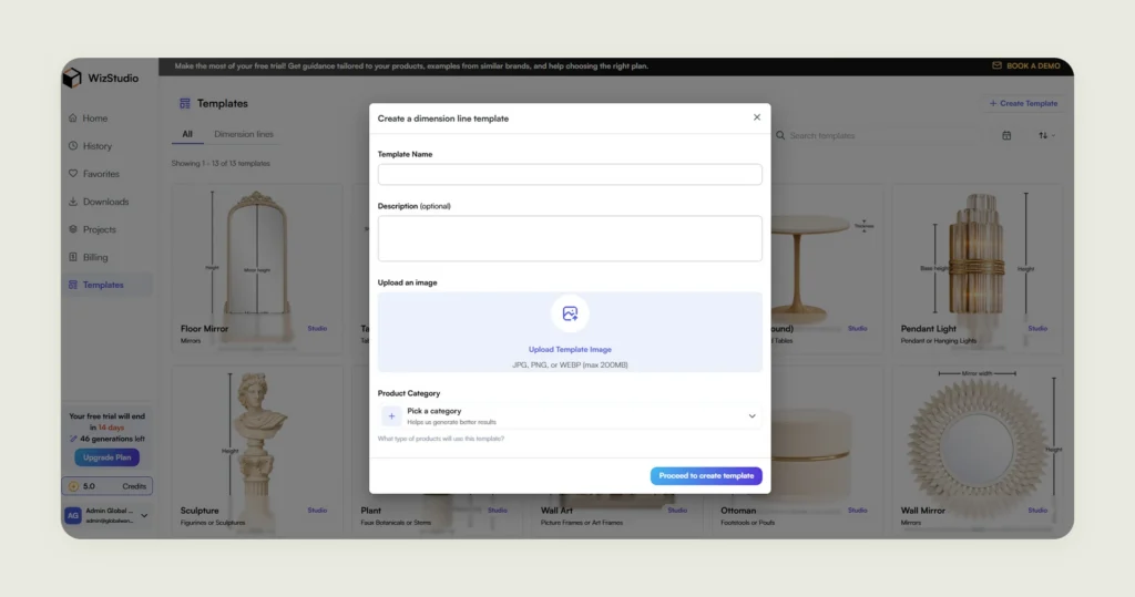 Templates feature of WizStudio in action