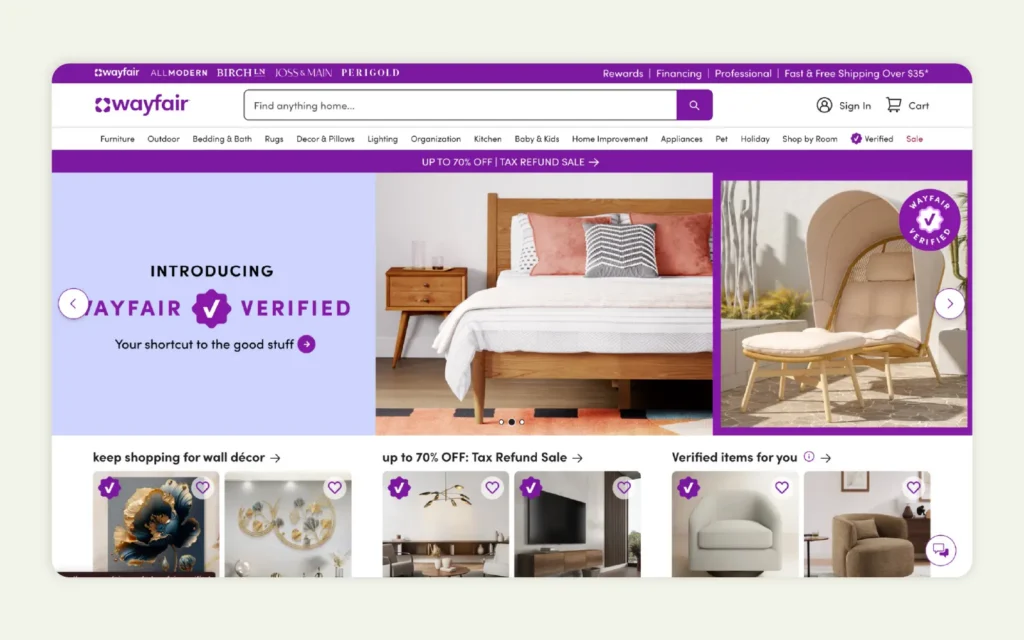 Wayfair Homepage