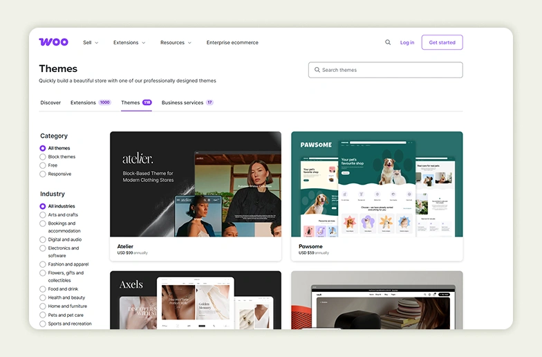 WooCommerce themes marketplace
