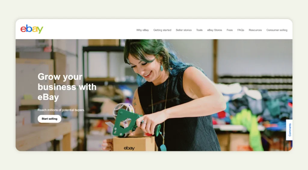  eBay seller page for businesses
