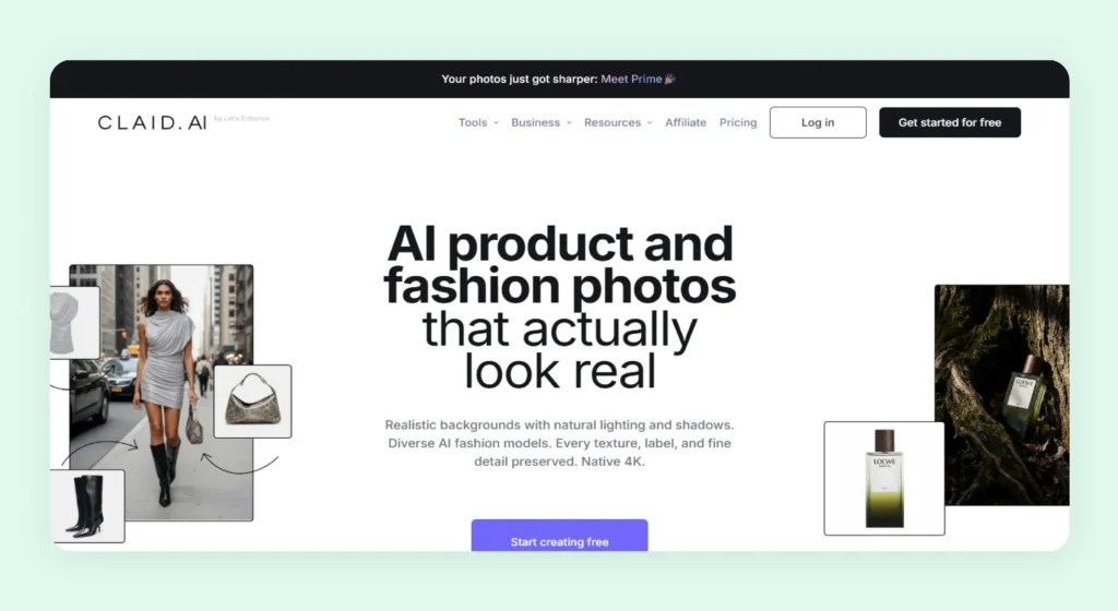 Home page of Claid AI