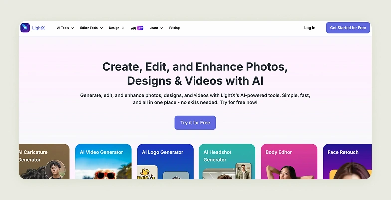 Home page of LightX Home page of LightX