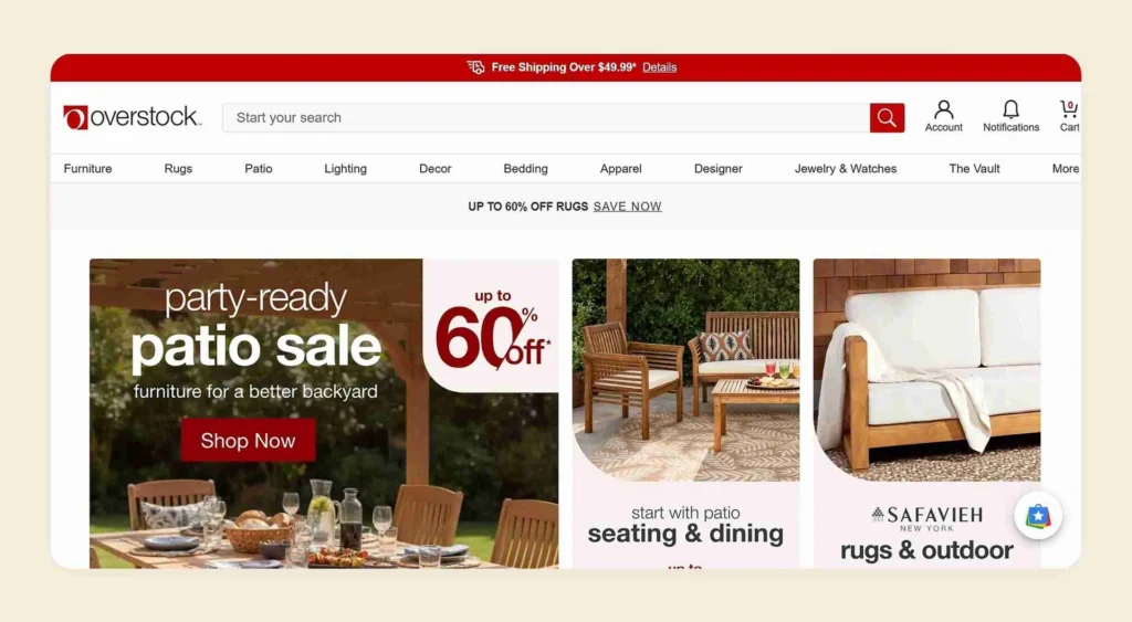 Home page of Overstock Home page of Overstock