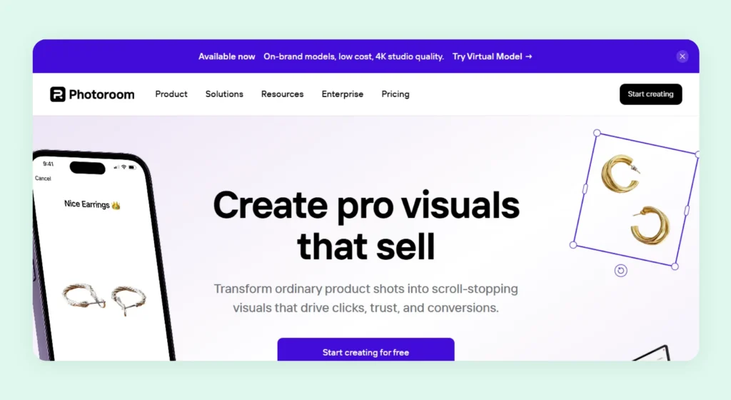 Home page of Photoroom