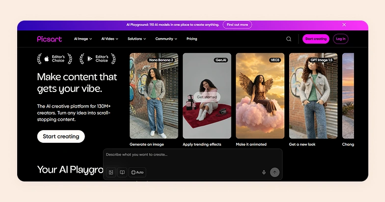 Home page of Picsart Home page of Picsart